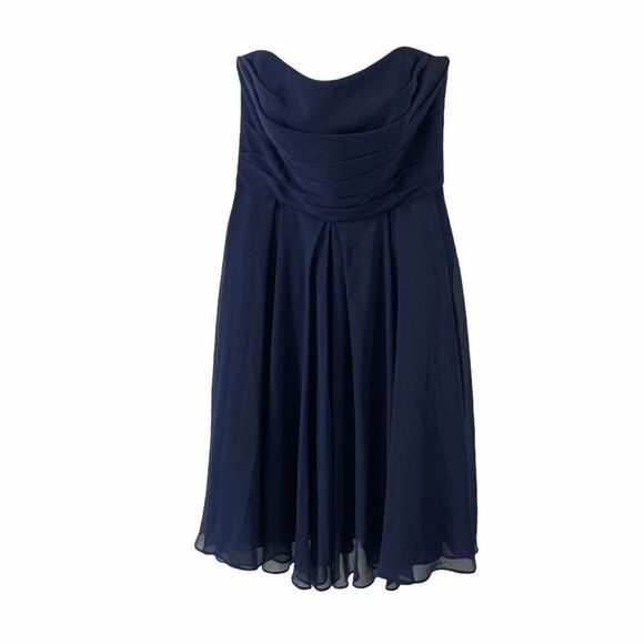 Davids Bridal Marine Bridesmaid Dress Strapless 2 - Picture 1 of 6